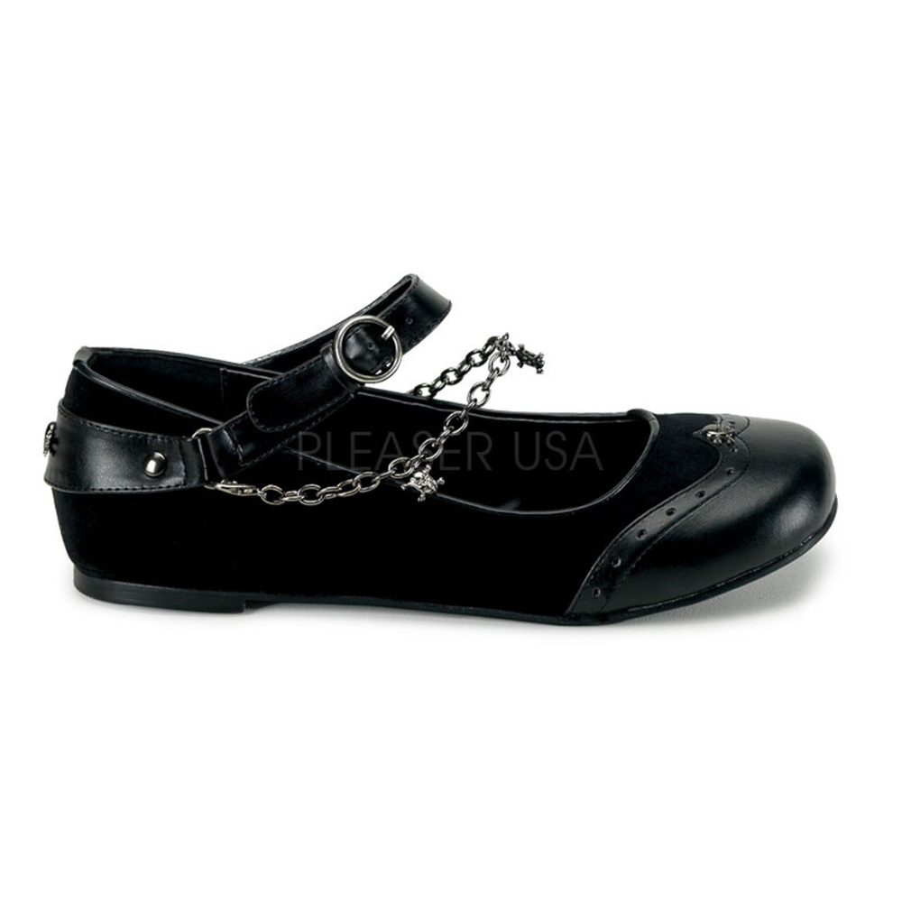Velvet Gothic Skull Ballet Flats Shoes